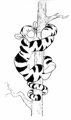 Tigger Hugged A Tree  Coloring Page